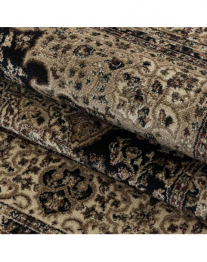 Oosterse laagpolige woonkamertapijt, antiek patroon, zwart dwergtapijt