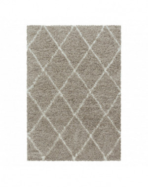 Hoogpolig woonkamerkleed met ruitpatroon, beige