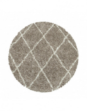 Hoogpolig woonkamerkleed met ruitpatroon, beige