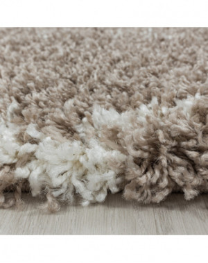 Hoogpolig woonkamerkleed met ruitpatroon, beige