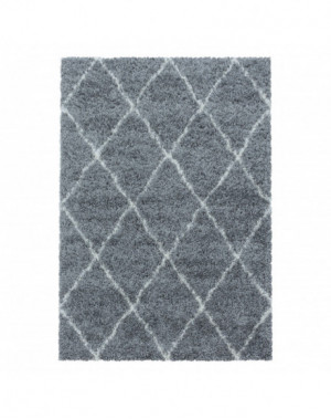 Harig woonkamerkleed met ruitpatroon, zachte pool, grijs