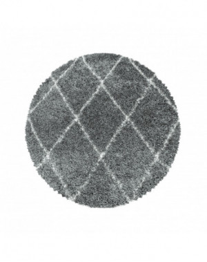 Harig woonkamerkleed met ruitpatroon, zachte pool, grijs