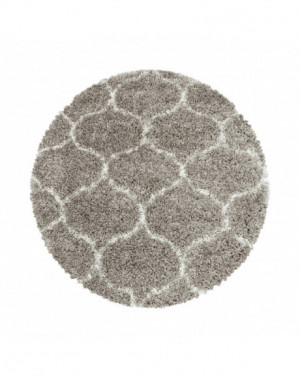 Shaggy design vloerkleed voor de woonkamer met beige jacquard tegelpatroon