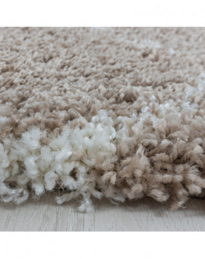 Shaggy design vloerkleed voor de woonkamer met beige jacquard tegelpatroon