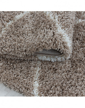 Shaggy design vloerkleed voor de woonkamer met beige jacquard tegelpatroon