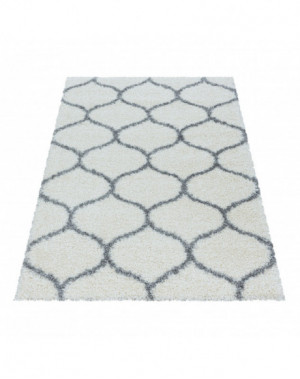 Tapis de salon Shaggy Design à carreaux Tile Jacquard Crème