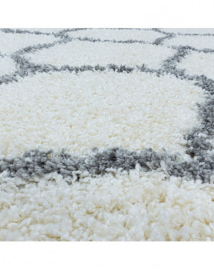 Shaggy Design woonkamerkleed met geruite tegeljacquard in crèmekleur