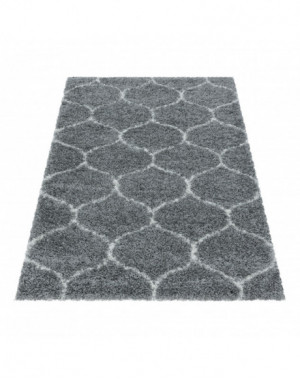 Shaggy Design woonkamerkleed met tegeljacquardpatroon in grijs geruit.