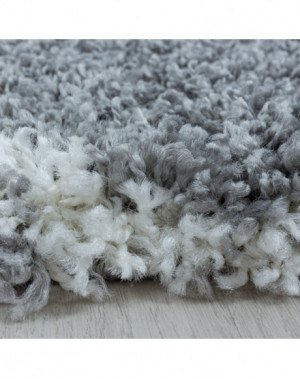 Shaggy Design woonkamerkleed met tegeljacquardpatroon in grijs geruit.