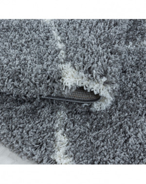 Shaggy Design woonkamerkleed met tegeljacquardpatroon in grijs geruit.