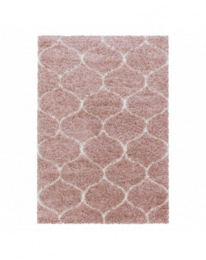 Tapis de salon Shaggy Design à carreaux Tile Jacquard Rose