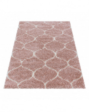 Tapis de salon Shaggy Design à carreaux Tile Jacquard Rose