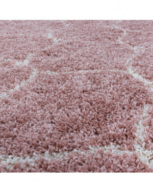 Tapis de salon Shaggy Design à carreaux Tile Jacquard Rose