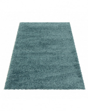 Tapis de salon Shaggy Design Poil Souple Monochrome Aqua