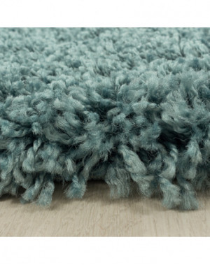Tapis de salon Shaggy Design Poil Souple Monochrome Aqua
