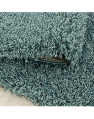 Tapis de salon Shaggy Design Poil Souple Monochrome Aqua