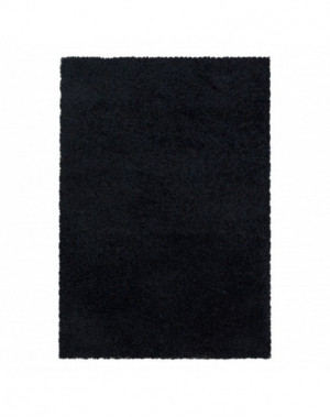 Tapis de salon Shaggy Design Poil Souple Monochrome Noir