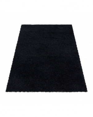 Shaggy design vloerkleed voor de woonkamer, zachte pool, monochroom zwart