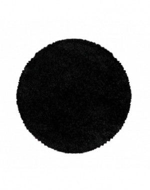 Tapis de salon Shaggy Design Poil Souple Monochrome Noir