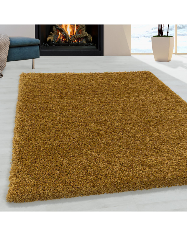Shaggy design vloerkleed voor de woonkamer, zachte pool, monochroom goud