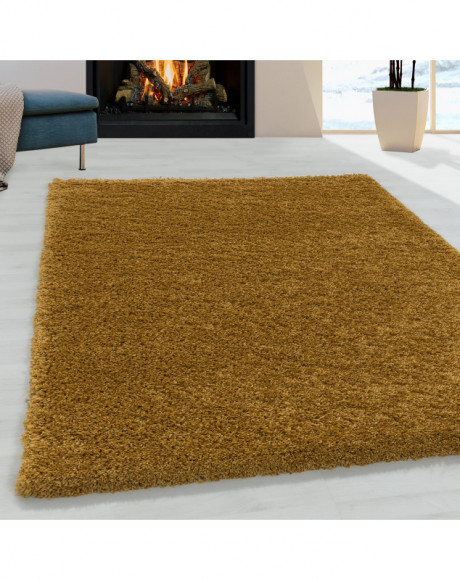 Shaggy design vloerkleed voor de woonkamer, zachte pool, monochroom goud