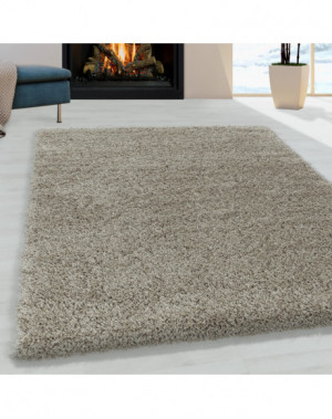 Shaggy Design woonkamerkleed, zachte pool, monochroom, naturel taupe