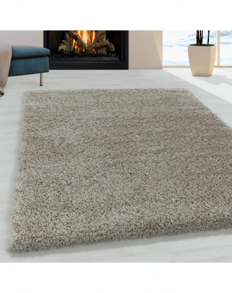 Shaggy Design woonkamerkleed, zachte pool, monochroom, naturel taupe