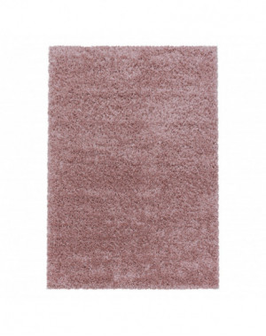 Tapis de salon Shaggy Design Poil Souple Monochrome Rose