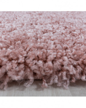 Tapis de salon Shaggy Design Poil Souple Monochrome Rose