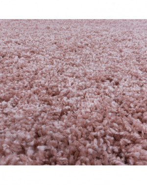 Tapis de salon Shaggy Design Poil Souple Monochrome Rose