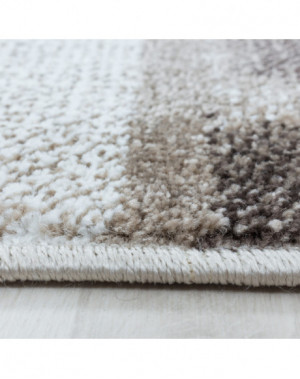 Tapis de salon à poil ras Marbré Motif de carré Poil souple Marron