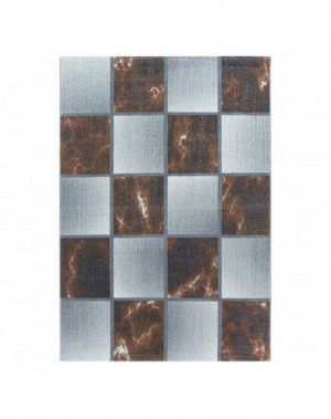 Tapis de salon à poil ras Marbré Motif de carré Poil souple Terra