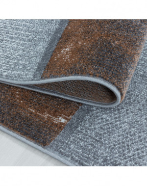 Tapis de salon à poil ras Marbré Motif de carré Poil souple Terra