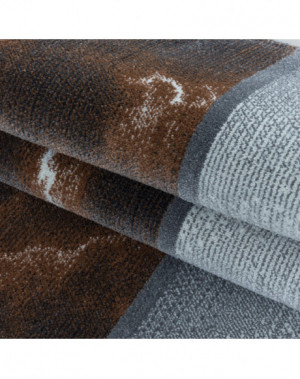 Tapis de salon à poil ras Marbré Motif de carré Poil souple Terra