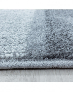 Laagpolig woonkamerkleed, gemarmerd vierkant patroon, zachte pool, lichtgrijs