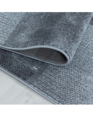 Laagpolig woonkamerkleed, gemarmerd vierkant patroon, zachte pool, lichtgrijs