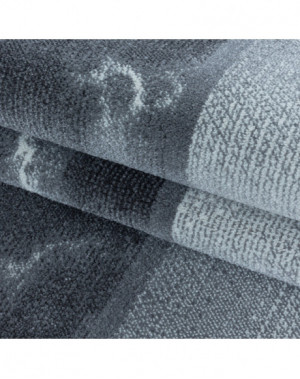 Laagpolig woonkamerkleed, gemarmerd vierkant patroon, zachte pool, lichtgrijs