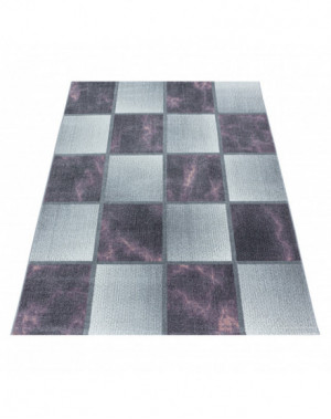 Tapis de salon à poil ras Marbré Motif de carré Poil souple Violet