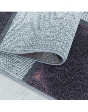 Tapis de salon à poil ras Marbré Motif de carré Poil souple Violet