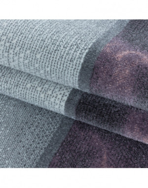 Tapis de salon à poil ras Marbré Motif de carré Poil souple Violet