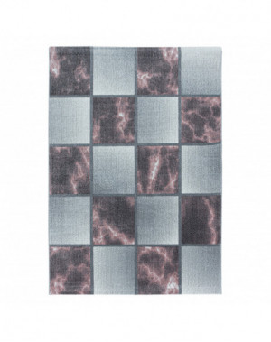 Tapis de salon à poil ras Marbré Motif de carré Poil souple Rose