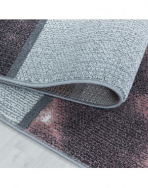 Tapis de salon à poil ras Marbré Motif de carré Poil souple Rose