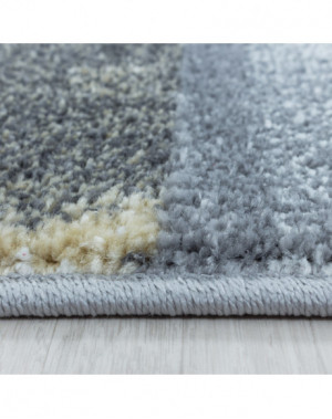 Tapis de salon à poil ras Marbré Motif de carré Poil souple Jaune