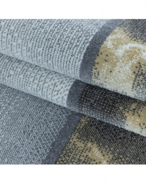 Tapis de salon à poil ras Marbré Motif de carré Poil souple Jaune