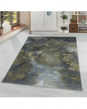 Tapis de salon à poil ras Marbré Motif de nuage Poil souple Jaune