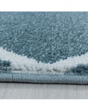 Woonkamerkleed, laagpolig, ruitpatroon, blauwe kleur