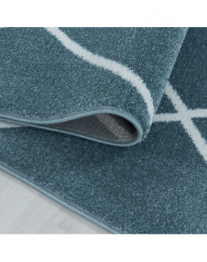 Woonkamerkleed, laagpolig, ruitpatroon, blauwe kleur