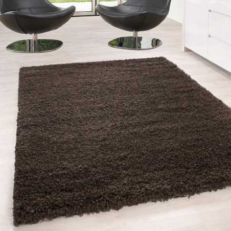 Tapis Shaggy pile longue couleur unique Hauteur de pile 5cm MARRON