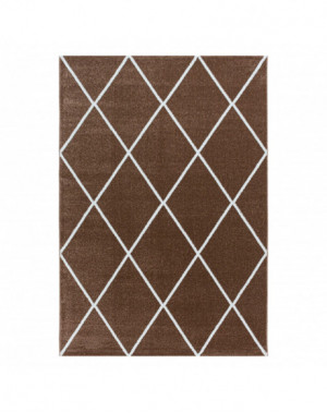 Woonkamerkleed, laagpolig, ruitpatroon, kleur Terra