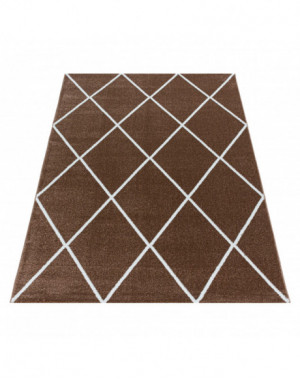 Woonkamerkleed, laagpolig, ruitpatroon, kleur Terra